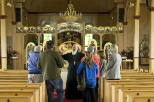 Studying icons at Holy Spirit Ukrainian Catholic Church with Fr. Teodosy