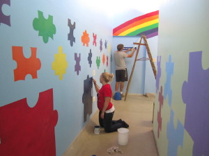 HtH members at the Prince Mshiyeni Hospital in Umlazi Township, South Africa, painting the waiting room of the ward for children suffering sexual trauma.