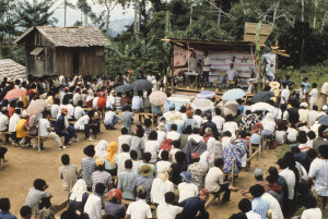 Dedication of a New Testament translation in Belanga, Philippines for the Catabato Manobo language group, 1989. Wycliffe Canada / John Walton
