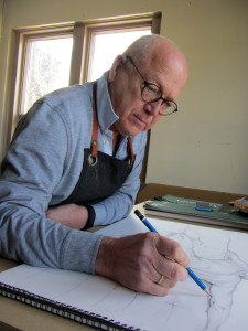 Artist Stephen Bateman at work in one of St. Stephen's studio spaces.